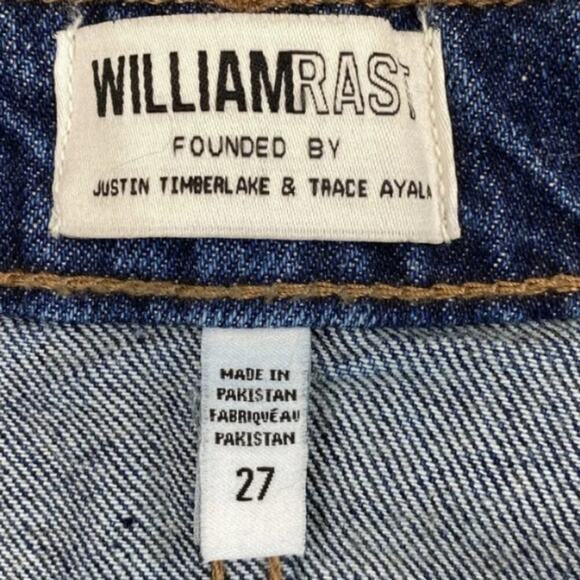 William Rast A-Line Denim Mini Skirt Juniors 27 Blue Whiskers Dark Wash Raw Hem - Picture 4 of 8